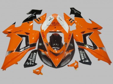 Carenado Moto Kawasaki ZX10R 2006-2007 - Naranja Blanco Negro Carrera Elf Baratos