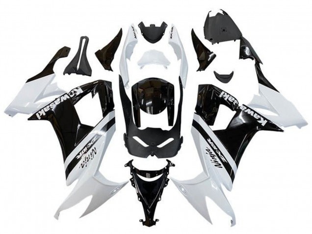 Carenados Moto Kawasaki ZX10R 2008-2010 - Blanco Negro Brillante Raya Baratos