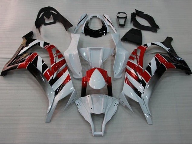 Carenados Moto Kawasaki ZX10R 2011-2015 - Blanco Rojo Negro Raya Baratos