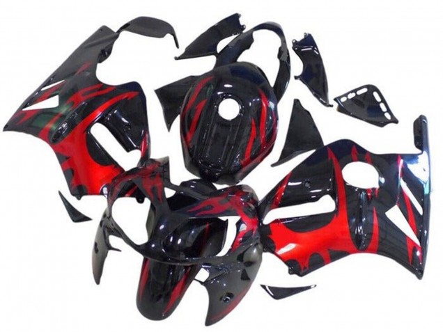 Carenados Moto Kawasaki ZX12R 2002-2006 - Negro Brillante Rojo Tribal Baratos