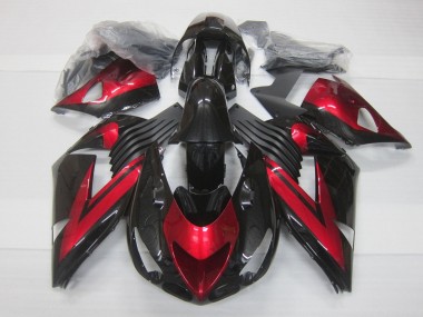 Carenados Moto Kawasaki ZX14R ZZR1400 2006-2011 - Rojo Caramelo Negro Brillante Baratos