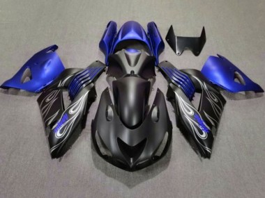 Carenados Moto Kawasaki ZX14R ZZR1400 2006-2011 - Negro Mate Azul Plata Llama Baratos