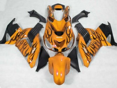 Carenados Moto Kawasaki ZX14R ZZR1400 2006-2011 - Naranja Negro Llama Baratos