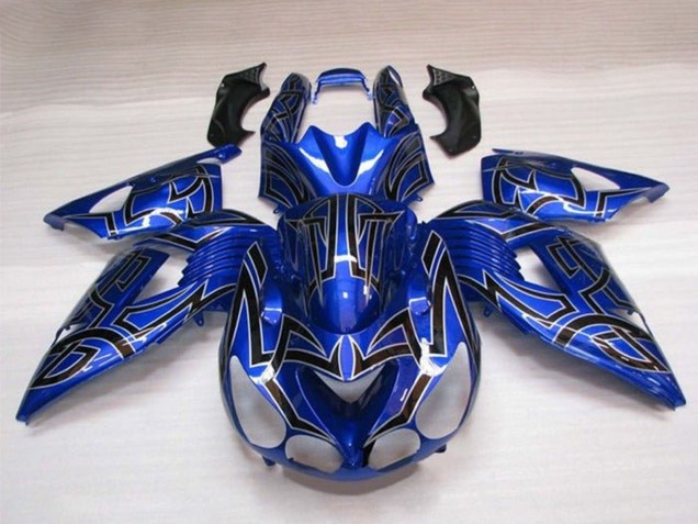 Carenados Moto Kawasaki ZX14R ZZR1400 2006-2011 - Azul Negro Plata Tribal Baratos