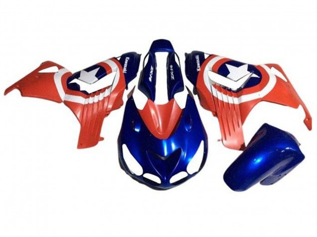 Carenados Moto Kawasaki ZX14R ZZR1400 2006-2011 - Azul Rojo Blanco Estrella Captain America Baratos