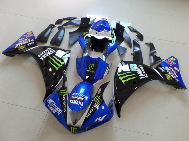 Carenados Moto Yamaha YZF R1 2012-2014 - Azul Blanco Negro Brillante Verde Graves Yamalube Monstruo Baratos