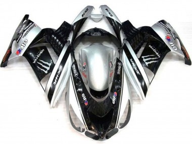 Carenados Moto Kawasaki ZX14R ZZR1400 2006-2011 - Plata Negro Elf Touch4 Monstruo Bridgestone Baratos
