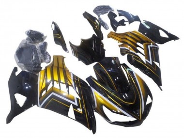 Carenados Moto Kawasaki ZX14R ZZR1400 2012-2024 - Negro Brillante Oro Raya Baratos