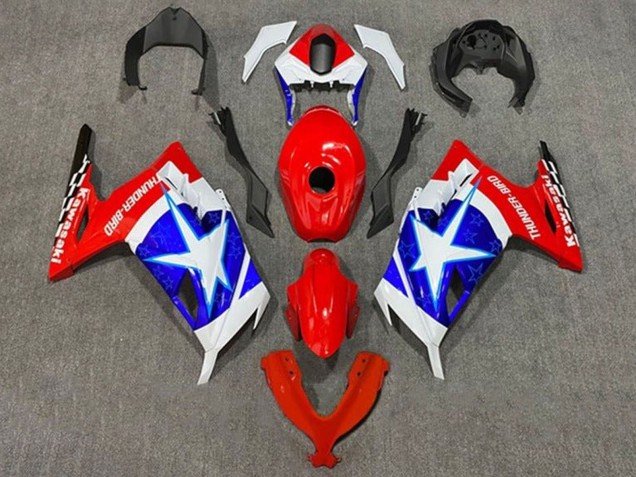 Carenados Moto Kawasaki EX300 2013-2024 - Blanco Rojo Azul Estrella Captain America Baratos