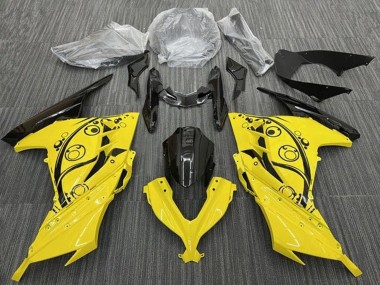 Carenados Moto Kawasaki EX300 2013-2024 - Amarillo Negro Círculos Baratos