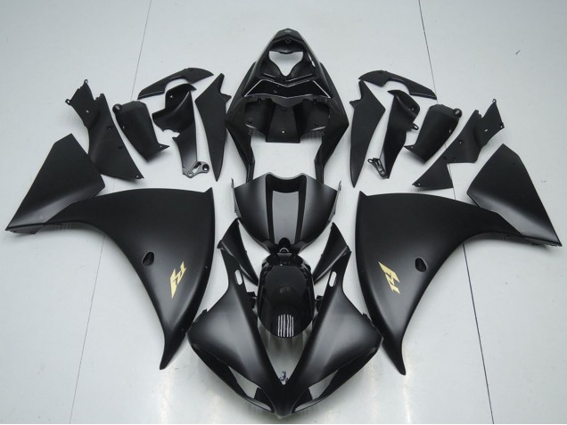Carenados Moto Yamaha YZF R1 2012-2014 - Negro Brillante Negro Mate Oro Calcomanías Baratos