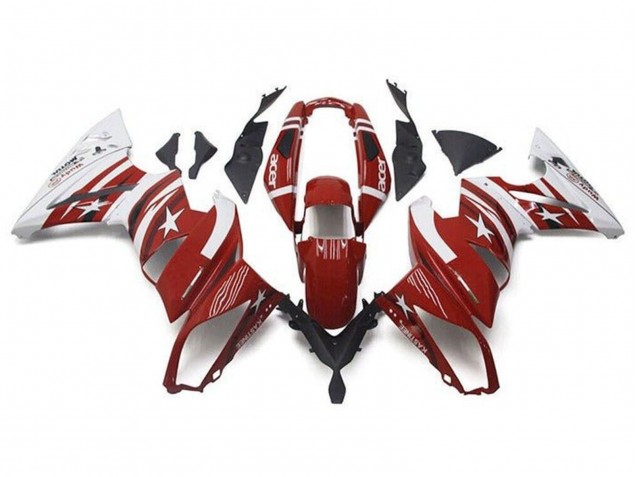 Carenados Moto Kawasaki Ninja 650 EX650 2009-2011 - Rojo Blanco Estrella Acer Baratos