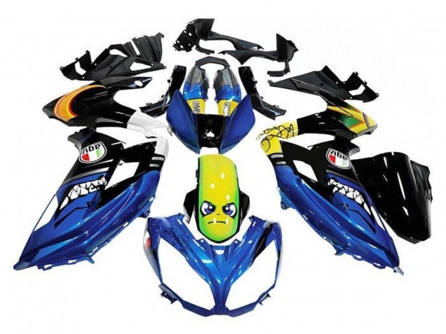 Carenados Moto Kawasaki Ninja 650 EX650 2012-2016 - Azul Amarillo Tiburón Baratos