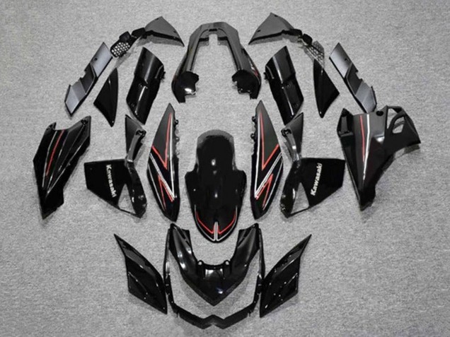 Carenados Moto Kawasaki Z1000 2010-2013 - Negro Brillante Rojo Raya Baratos