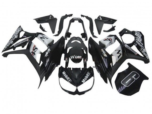 Carenados Moto Kawasaki Z1000SX 2010-2016 - Negro Brillante Blanco Mobil West Baratos