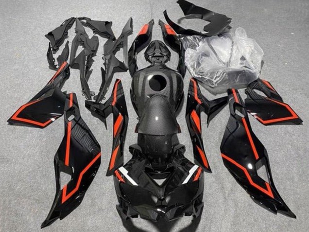 Carenados Moto Kawasaki ZX25R ZX-25R 2019-2025 - Negro Falso FibraCarbono Rojo Baratos