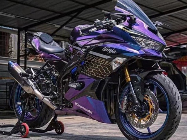 Carenados Moto Kawasaki ZX25R ZX-25R 2019-2025 - Púrpura Azul Oro Gradiente Honeycomb Baratos