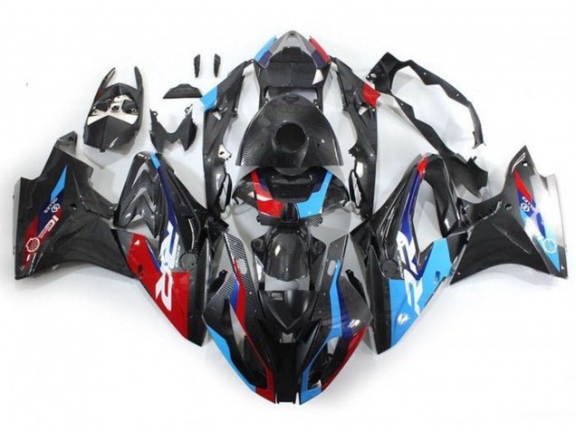 Carenados Moto BMW S1000RR 2017-2018 - Azul Rojo Falso FibraCarbono Baratos