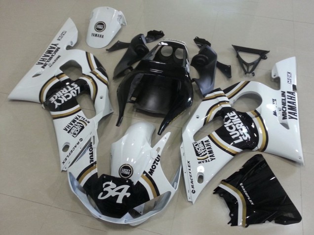 Carenados Moto Yamaha YZF R6 1998-2002 - Blanco Negro Motul Lucky Strike 34 Baratos