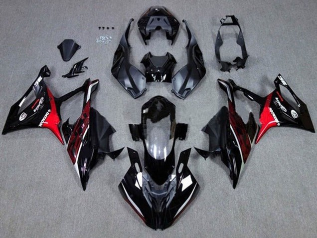 Carenados Moto BMW S1000RR 2019-2022 - Negro Rojo Oscuro Baratos