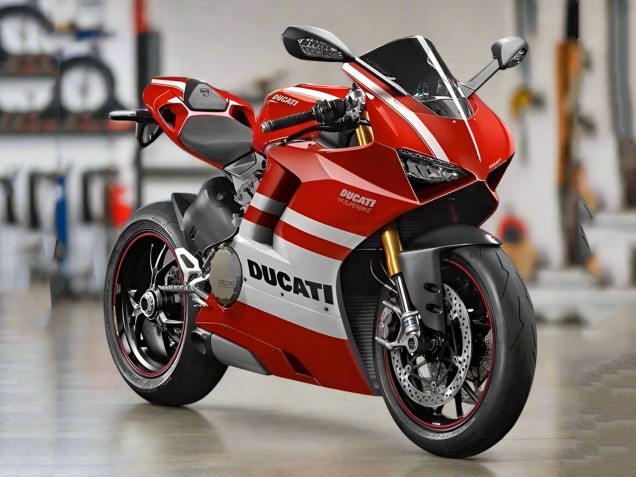 Carenados Moto Ducati Panigale V4 V4S 2018-2019 - Blanco Rojo Raya Baratos