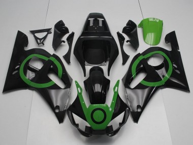Carenados Moto Yamaha YZF R6 1998-2002 - Negro Brillante Verde Círculo Baratos