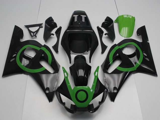 Carenados Moto Yamaha YZF R6 1998-2002 - Negro Brillante Verde Círculo Baratos