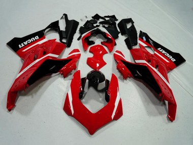 Carenados Moto Ducati Panigale V4 V4S 2020-2021 - Rojo Blanco Negro Brillante Raya Baratos