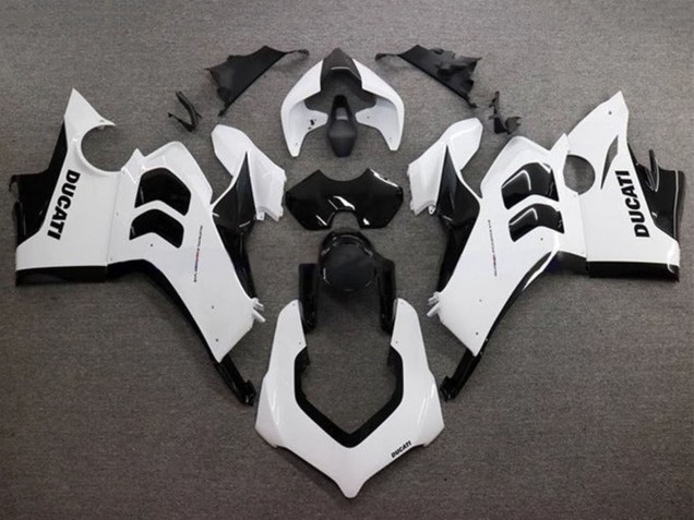 Carenados Moto Ducati Panigale V4 V4S 2020-2021 - Blanco Brillante Negro Brillante Baratos
