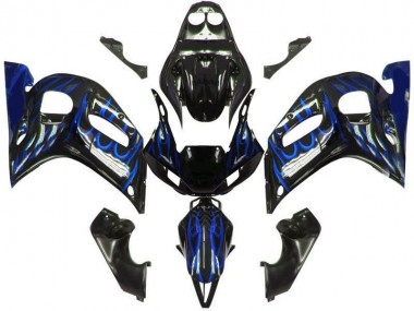 Carenados Moto Yamaha YZF 600 R6 1998-2002 - Negro Brillante Azul Llama Baratos