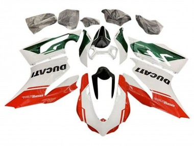 Carenados Moto Ducati Panigale 899 2011-2014 - Blanco Verde Rojo Raya Baratos