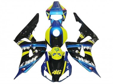 Carenados Moto Honda CBR1000RR 2006-2007 - Azul Amarillo Negro Brillante Tiburón 46 Baratos
