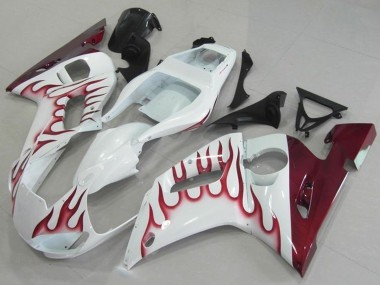 Carenados Moto Yamaha YZF R6 1998-2002 - Blanco Rojo Llama Baratos