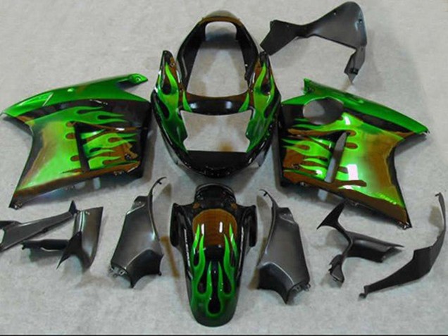 Carenados Moto Honda CBR1100XX Blackbird 1996-2007 - Negro Brillante Verde Llama Baratos