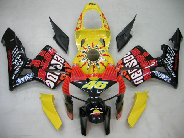 Carenados Moto Honda CBR600RR 2005-2006 - Negro Amarillo Rossi Baratos