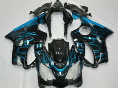 Carenados Moto Honda CBR600 F4i 2001-2003 - Negro Brillante Azul Claro Llama Baratos