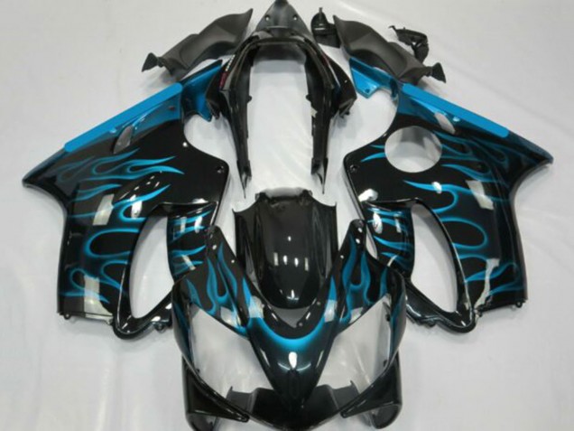 Carenados Moto Honda CBR600 F4i 2001-2003 - Negro Brillante Azul Claro Llama Baratos