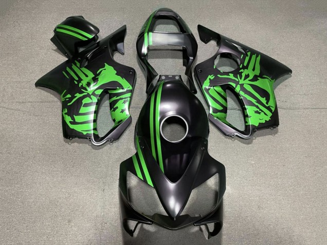 Carenados Moto Honda CBR600 F4i 2001-2003 - Verde Negro Mate Cráneo Baratos