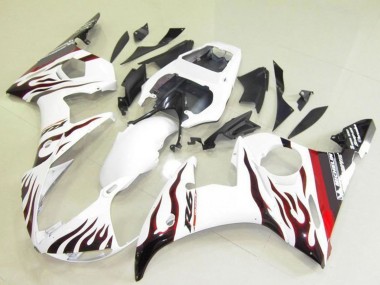 Carenados Moto Yamaha YZF R6 2003-2004 - Blanco Rojo Negro Llama Michelin Baratos