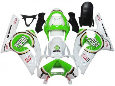 Carenados Moto Kawasaki ZX6R 2003-2004 - Blanco Verde Motul Lucky Strike Baratos