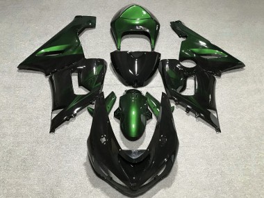 Carenados Moto Kawasaki ZX6R 2005-2006 - Verde Negro Brillante Baratos