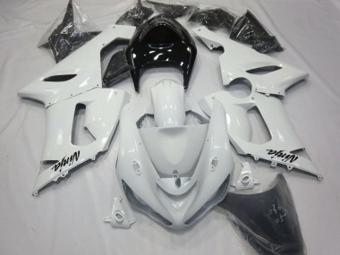Carenados Moto Kawasaki ZX6R 2005-2006 - Blanco Negro Baratos