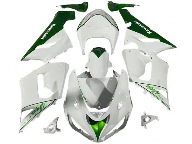 Carenados Moto Kawasaki ZX6R 2005-2006 - Blanco Verde Baratos