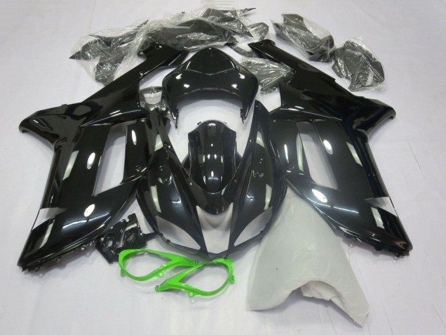Carenados Moto Kawasaki ZX6R 2007-2008 - Negro Brillante Neon Verde Baratos