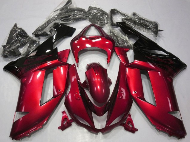 Carenados Moto Kawasaki ZX6R 2007-2008 - Rojo Caramelo Negro Baratos