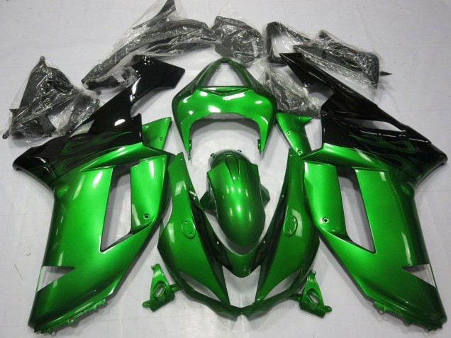 Carenados Moto Kawasaki ZX6R 2007-2008 - Verde Negro Baratos