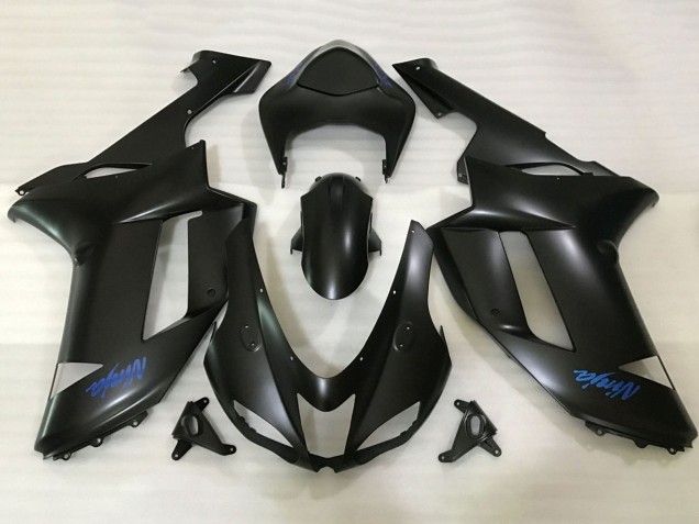 Carenados Moto Kawasaki ZX6R 2007-2008 - Negro Mate Azul Ninja Baratos