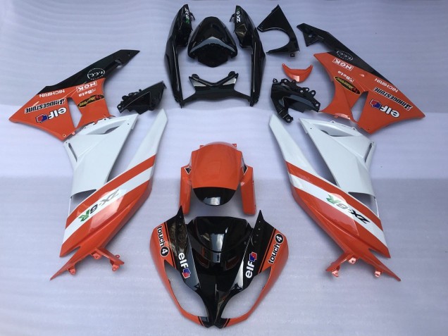 Carenados Moto Kawasaki ZX6R 2007-2008 - Naranja Blanco Negro Baratos