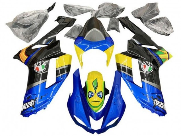 Carenados Moto Kawasaki ZX6R 2007-2008 - Azul Negro Amarillo Tiburón Baratos