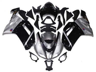 Carenados Moto Kawasaki ZX6R 2007-2008 - Plata Negro Elf Baratos
